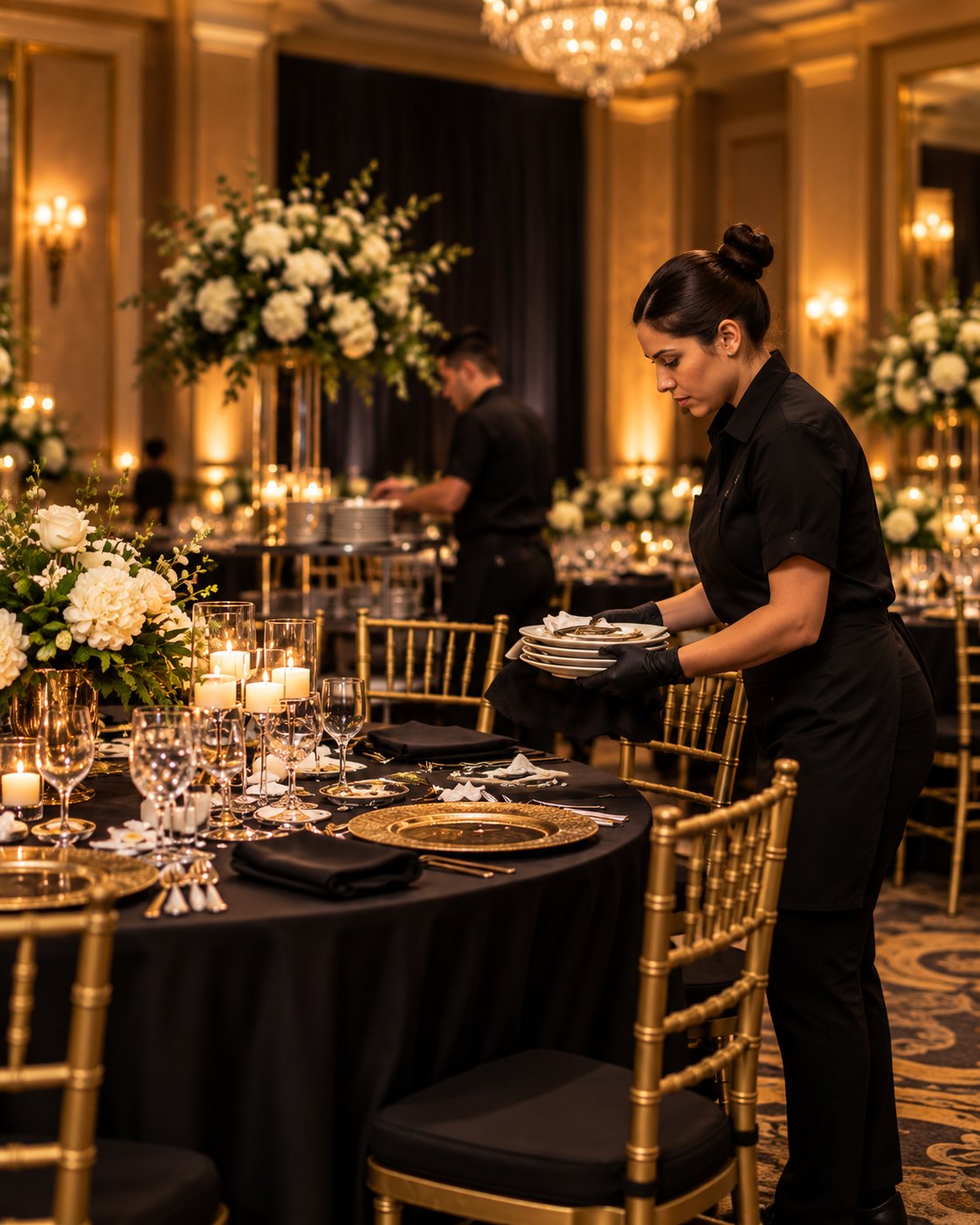 Hot buffet line at a catered event