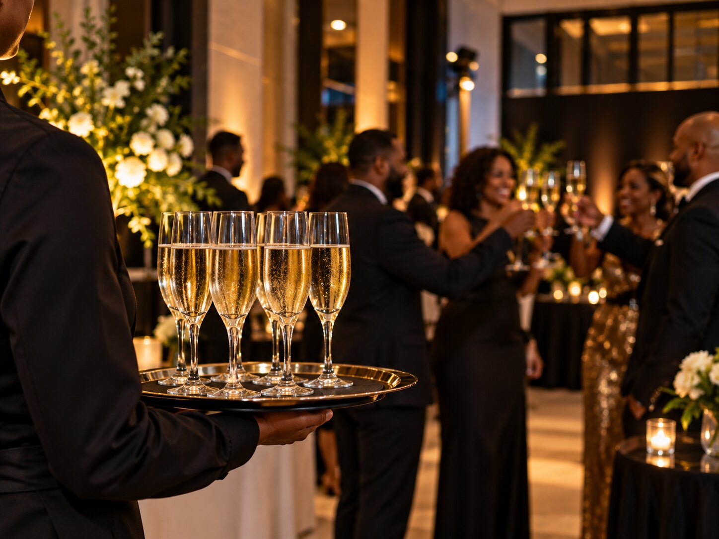 Guests raising a champagne toast