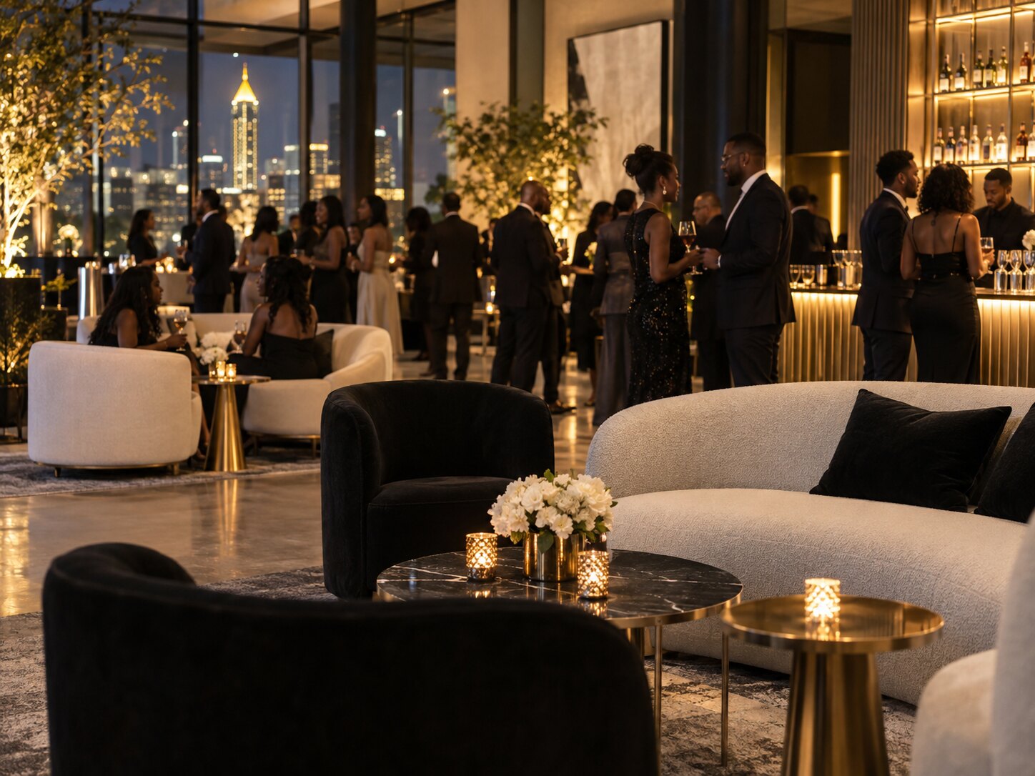 Guests mingling at a product launch
