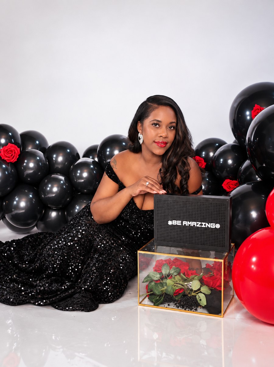 Esh B. with a Be Amazing Events keepsake box