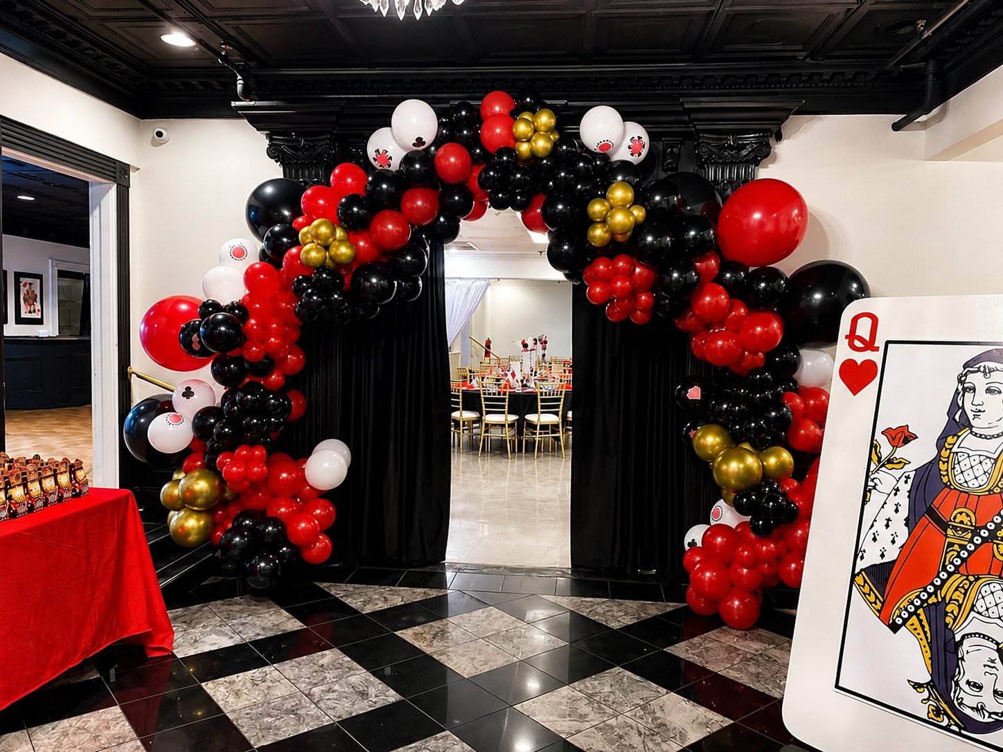 Corporate celebration styled with a themed entry installation