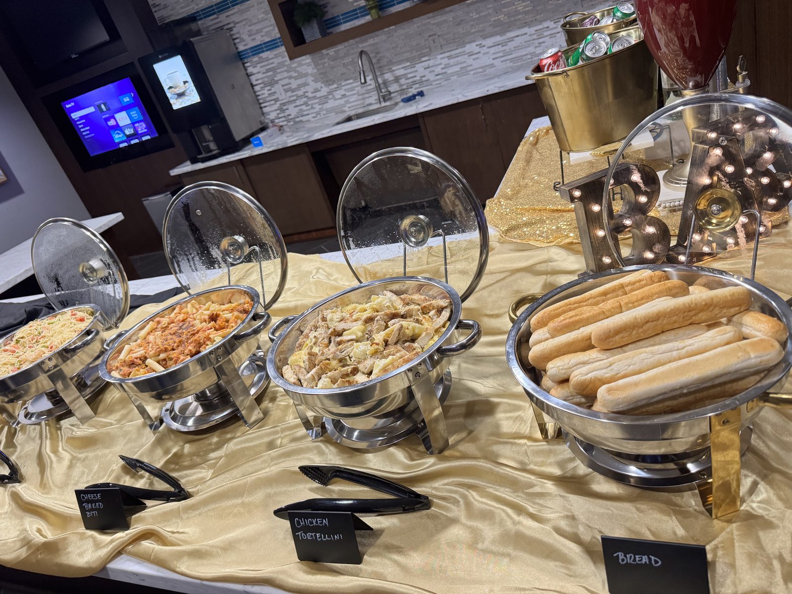 Hot buffet line ready for service