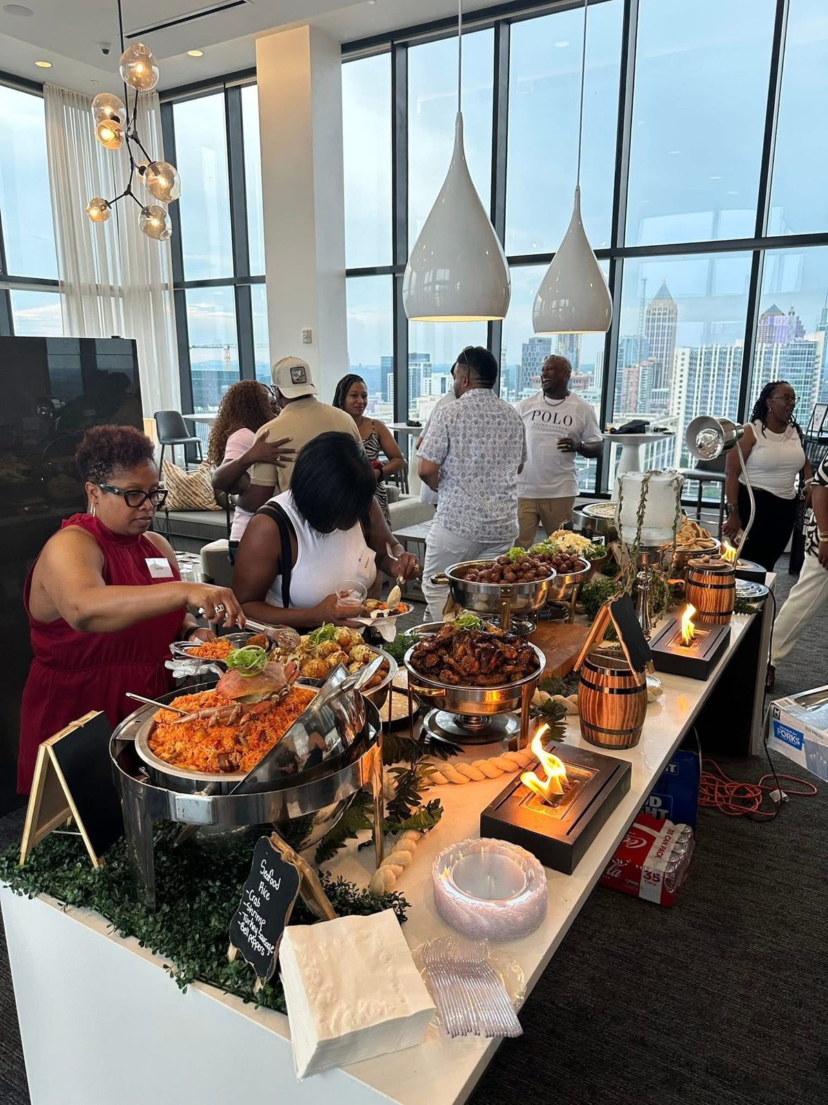 Guests serving themselves at the buffet