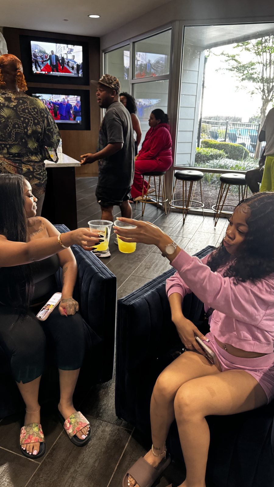Residents raising a toast together