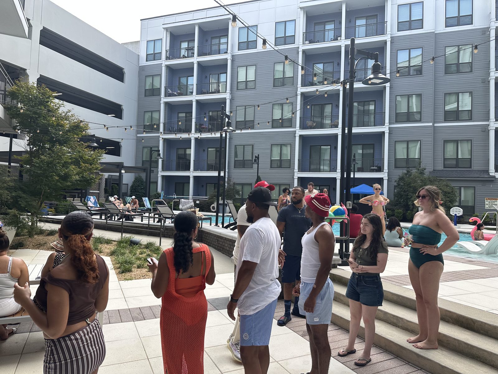 Residents gathered at an outdoor community event