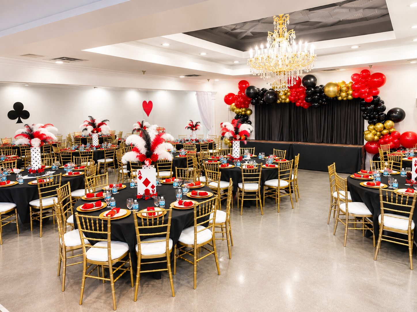 Themed corporate celebration in full setup