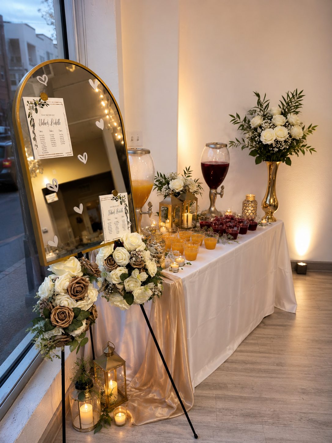 Styled dessert and welcome table