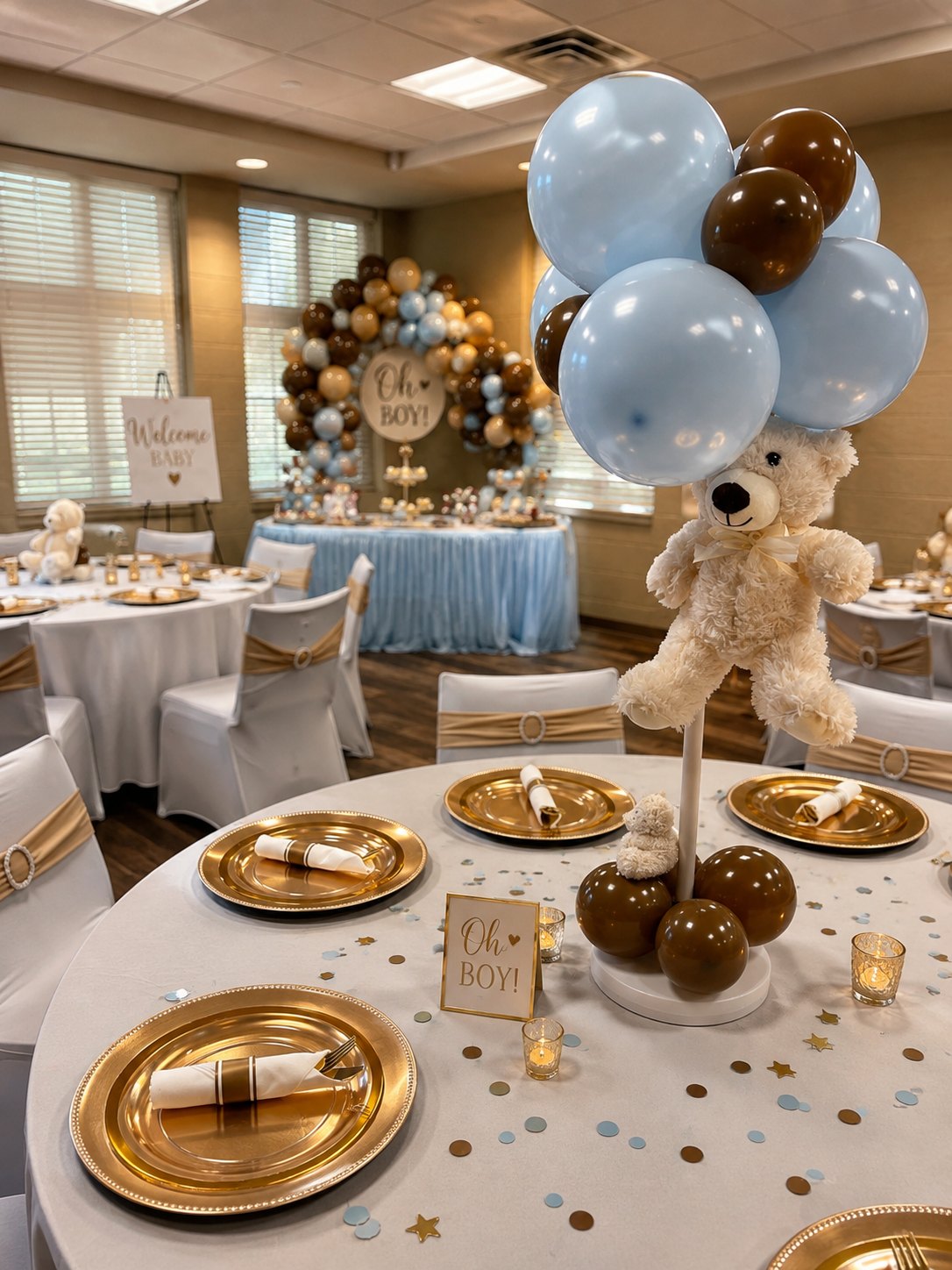 Tablescape styled with balloon centrepieces