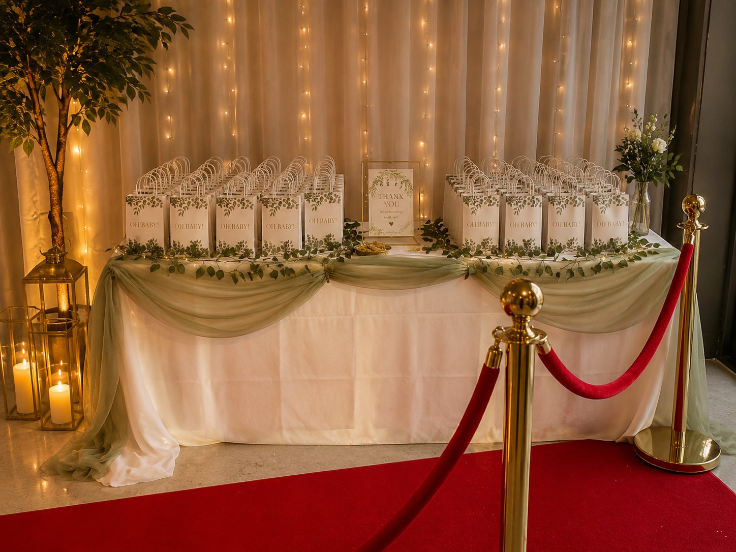 Draped head table styled with candlelight