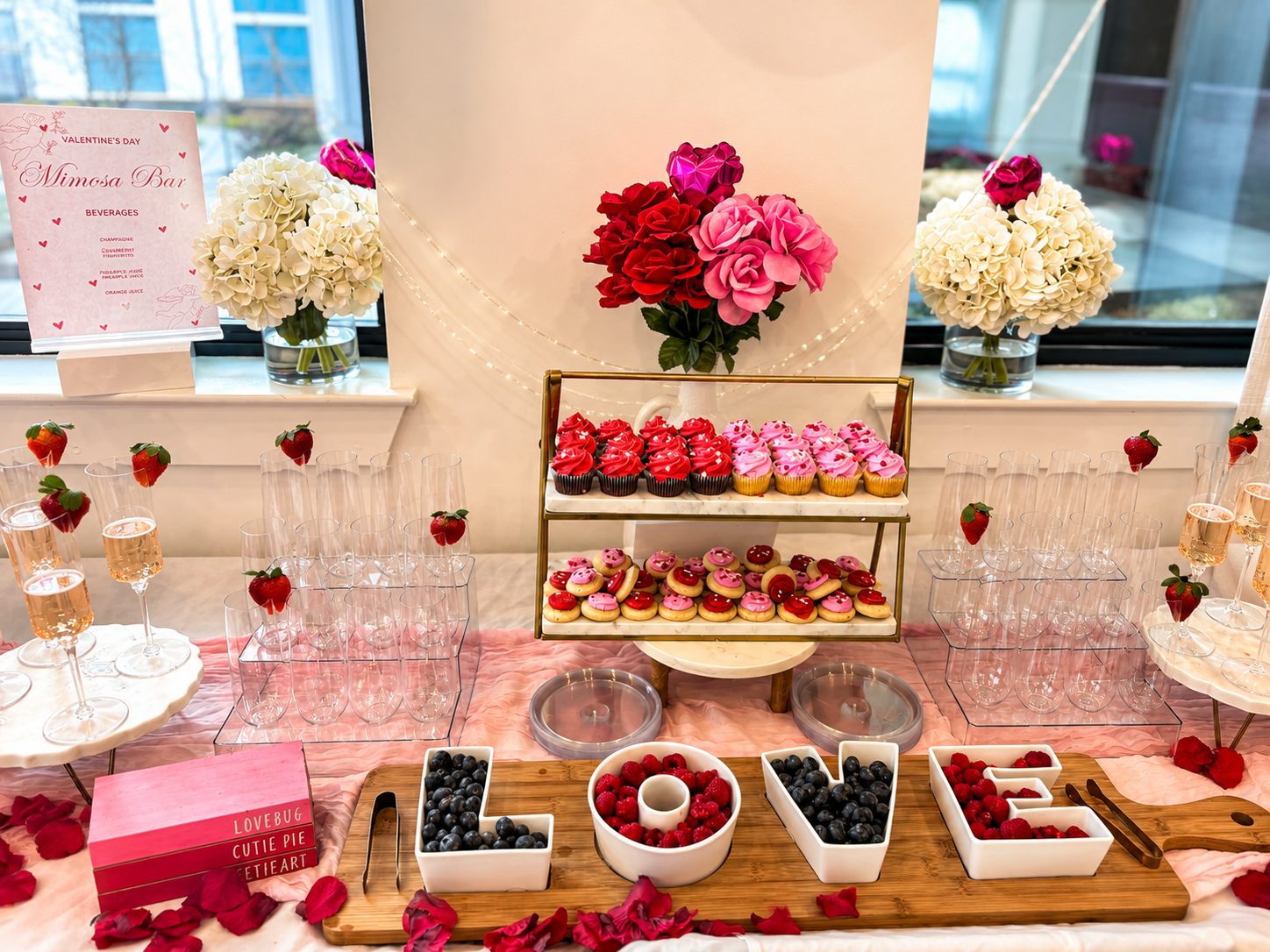 Floral banquet aisle styled in pink and ivory