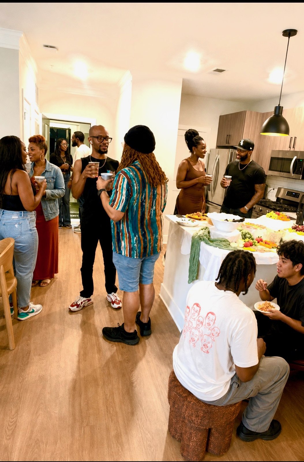Residents mingling at an indoor community event