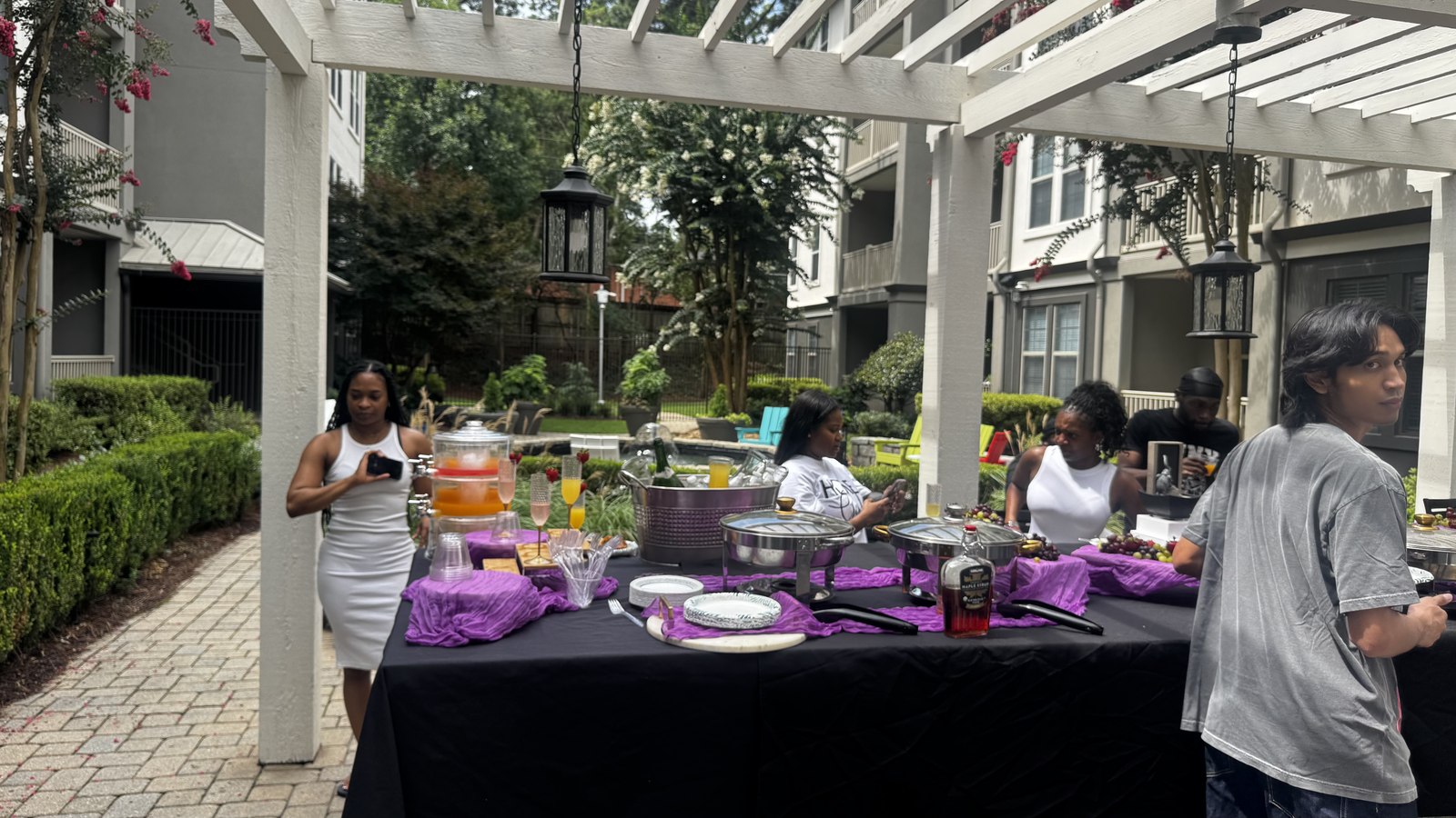 Courtyard social with food and residents
